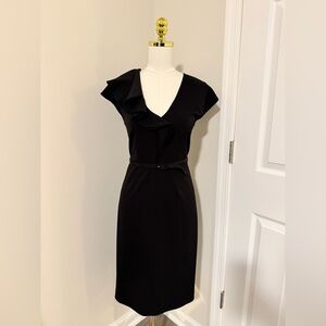 Kate Spade New York Black Asymmetrical Ruffle LBD